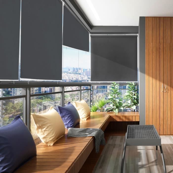 Persianas exteriores Aufun de 140x240cm, persianas enrollables verticales para balcón, pantalla de privacidad, con instrucciones de montaje, color antracita.