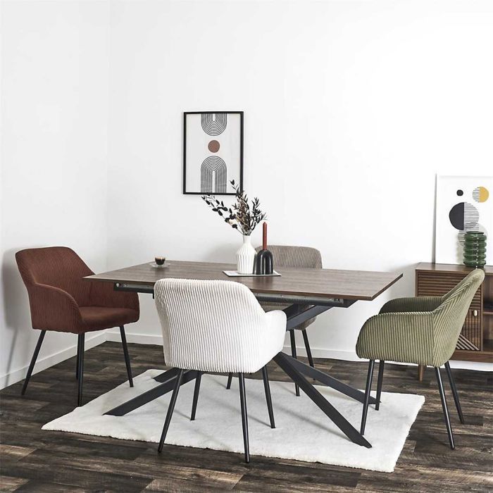 Set of 2 green corduroy dining chairs - AMORY
