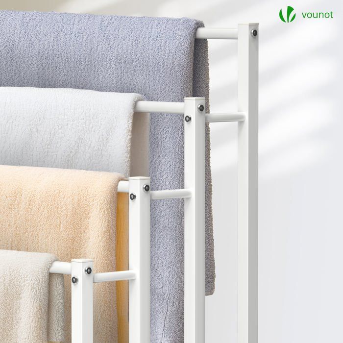 Toallero independiente VOUNOT® - Soporte de 4 niveles - Metal - Blanco