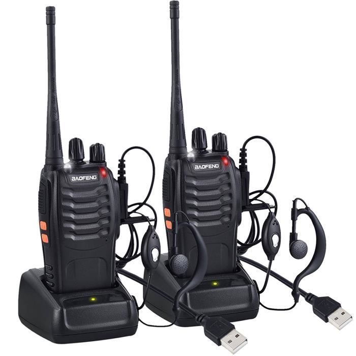 Talkie-walkie BaoFeng BF-888s - Longue portée - USB rechargeable - Casque - Torche LED