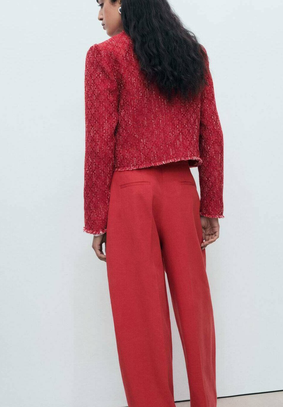 Mango met gerafelde uiteinden - Zomerjas - rood