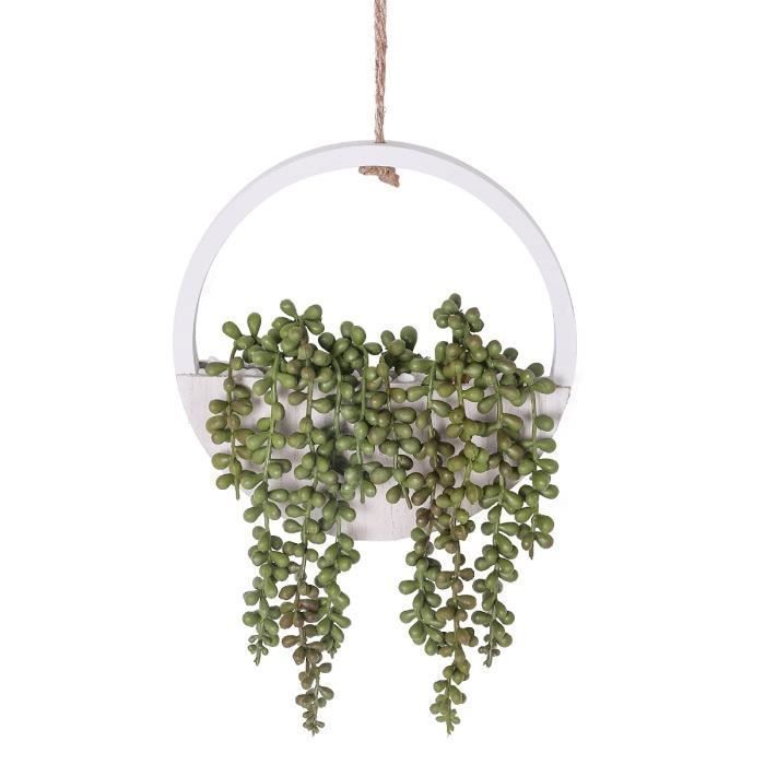 Plantas suculentas artificiales colgantes, 2 unidades, perlas de imitación en maceta para decoración de pared.