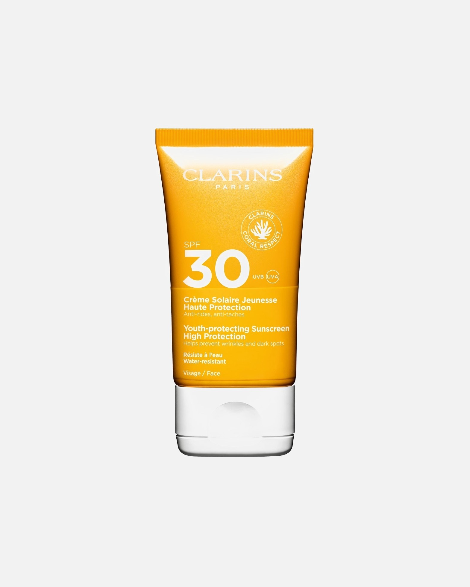 „Clarins“ apsauginis kremas nuo saulės, apsauga nuo saulės jauniems suaugusiesiems, didelis apsaugos nuo saulės faktorius 30, 50 ml