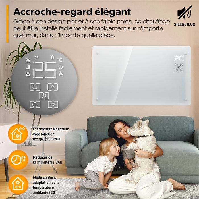 2000W Electric Radiator with Thermostat, Portable and Economical Convector Heater, Inertia Electric Heating