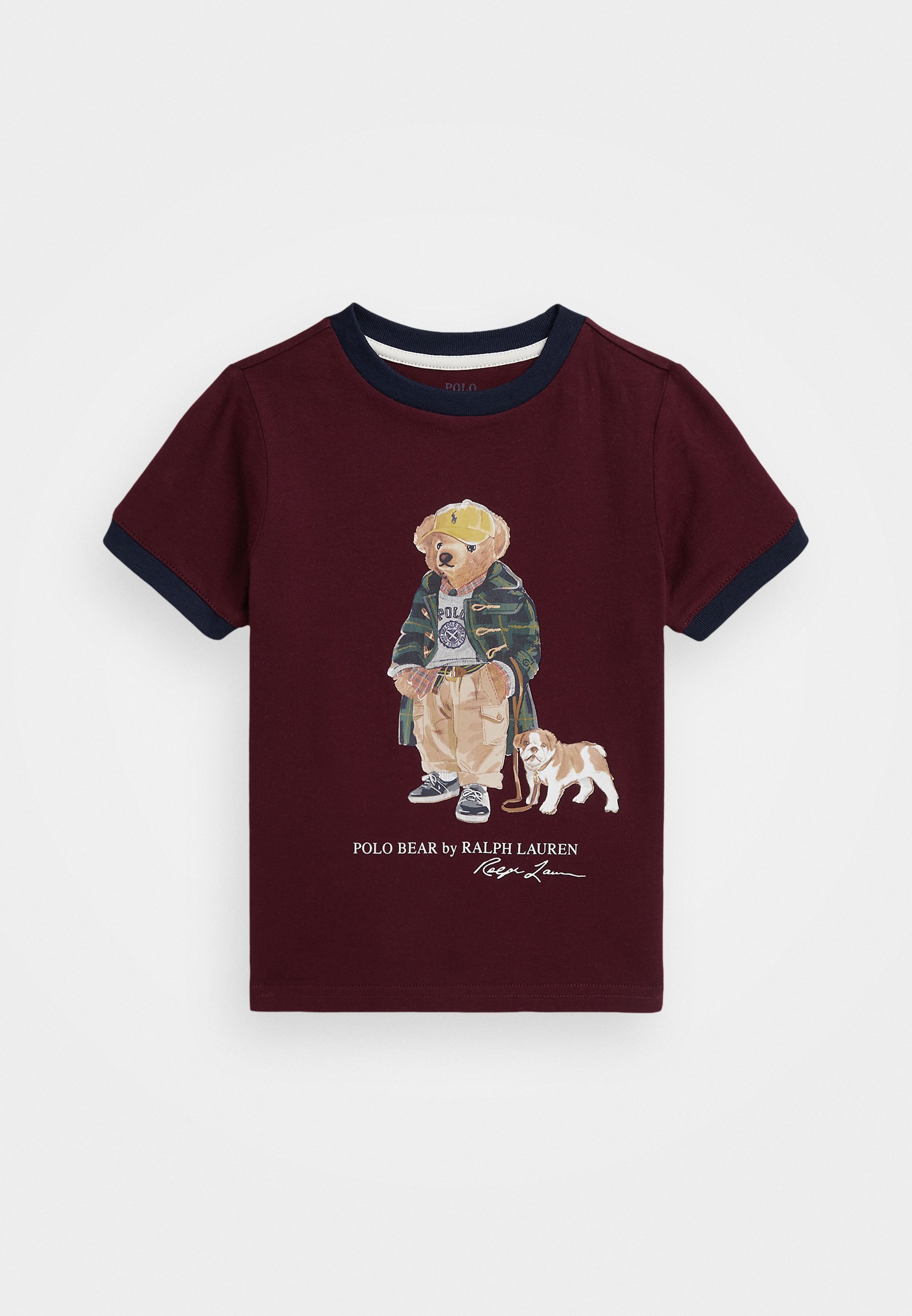 Polo Ralph Lauren POLO BEAR COTTON RINGER TEE - T-shirt met print - klassiek wijnrood/beige