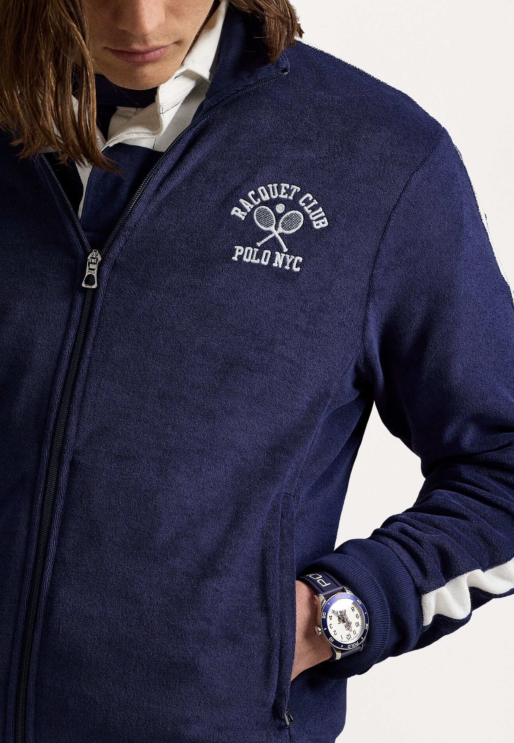 Veste de survêtement en éponge brodée Polo Ralph Lauren - Sweat-shirt zippé - Bleu marine Newport