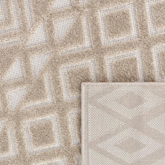 Alfombra de exterior Paco Home para patio, sala de estar, cocina, estilo escandinavo, estampado bohemio 3D de felpa, beige, 60x100 cm