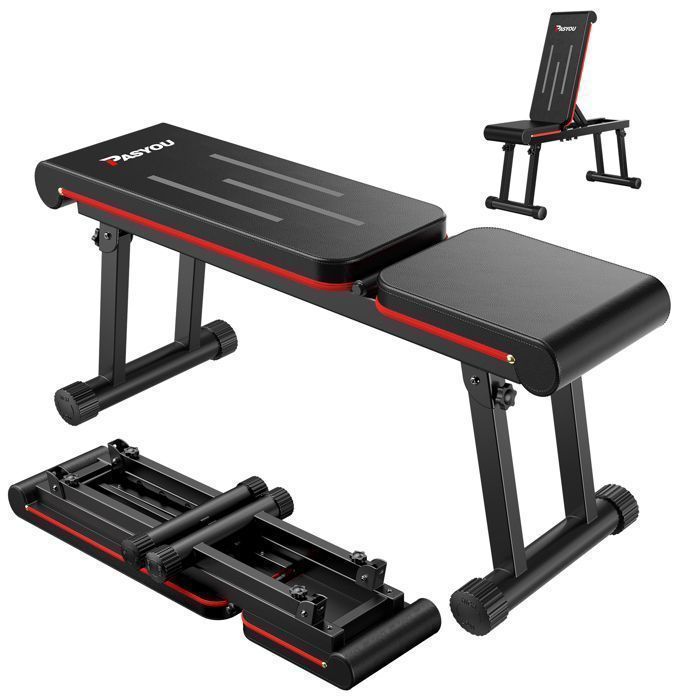 Weight bench - PASYOU - Foldable model - 6 positions - 300 kg capacity - Black