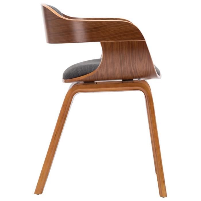 Chaise de salle à manger - VIDAXL - Gris foncé - Tissu et bois courbé