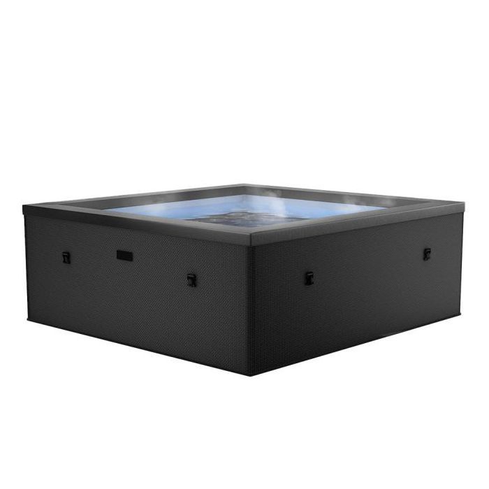Bañera de hidromasaje cuadrada semirrígida NetSpa Idaho color negro carbón (de 4 a 6 personas) - Wifi