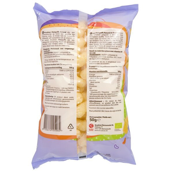 Kruidvat 7+M Bio detské kukuričné lupienky s prírodnou príchuťou<br>50g