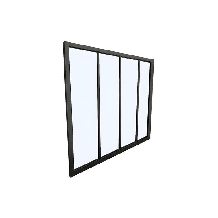 Mampara de cristal de aluminio con recubrimiento en polvo, estilo taller - 120x105 cm - Negro - BAYVIEW