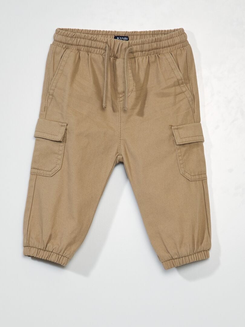 Calça de moletom de cor sólida - BEGE