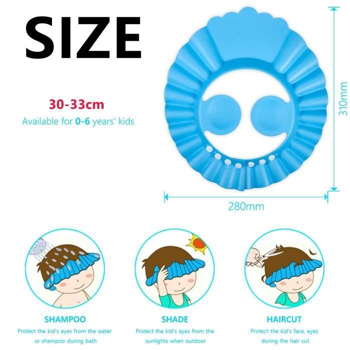 Baby Bath Cap, Adjustable Silicone Visor, Children's Shower Cap, Shower Hat, for Boys and Girls, 2pcs