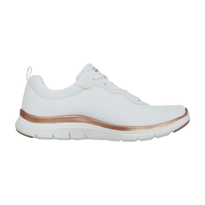 Tênis de corrida feminino - SKECHERS - Flex Appeal 4.0 - Branco - Fitness - Rua