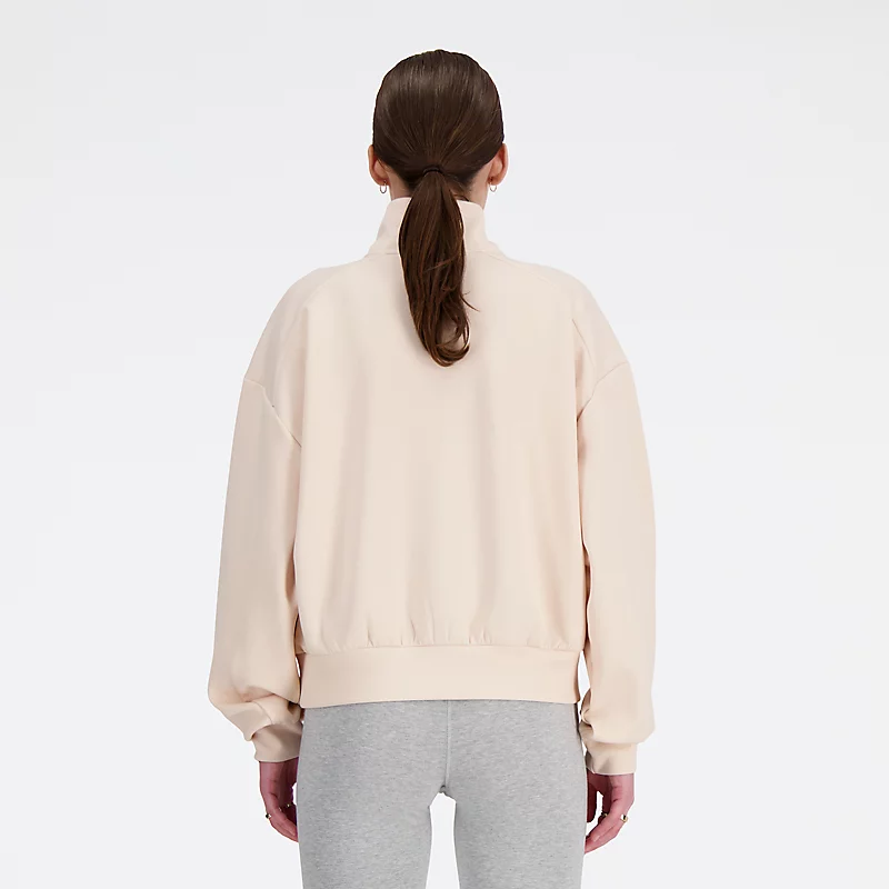 Oversized gebreide sweater met rits voor dames in QUARTZ PINK HEATHER