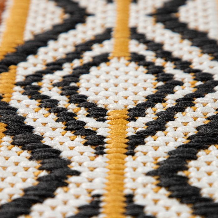 Alfombra de exterior para terraza y balcón, estampado geométrico, moderna, beige [120x170 cm]