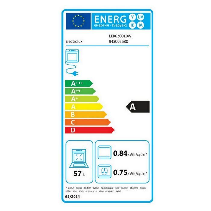 Electrolux 57L 4-pits gasfornuis, wit - LKK620010W