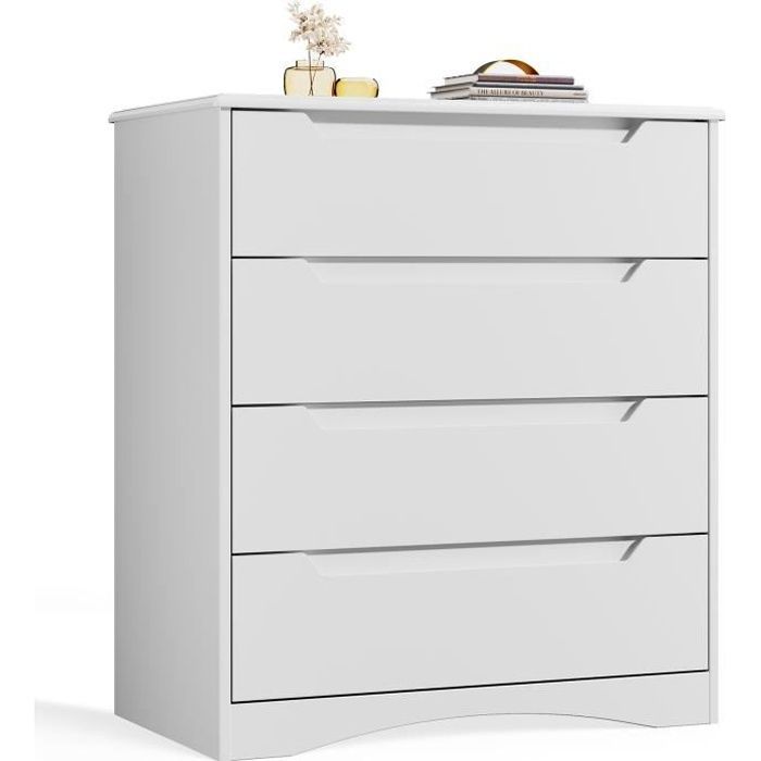 BEALIFE Kommode mit 4 Schubladen – Weiß – Moderner skandinavischer Stil – 71 x 40 x 82 cm