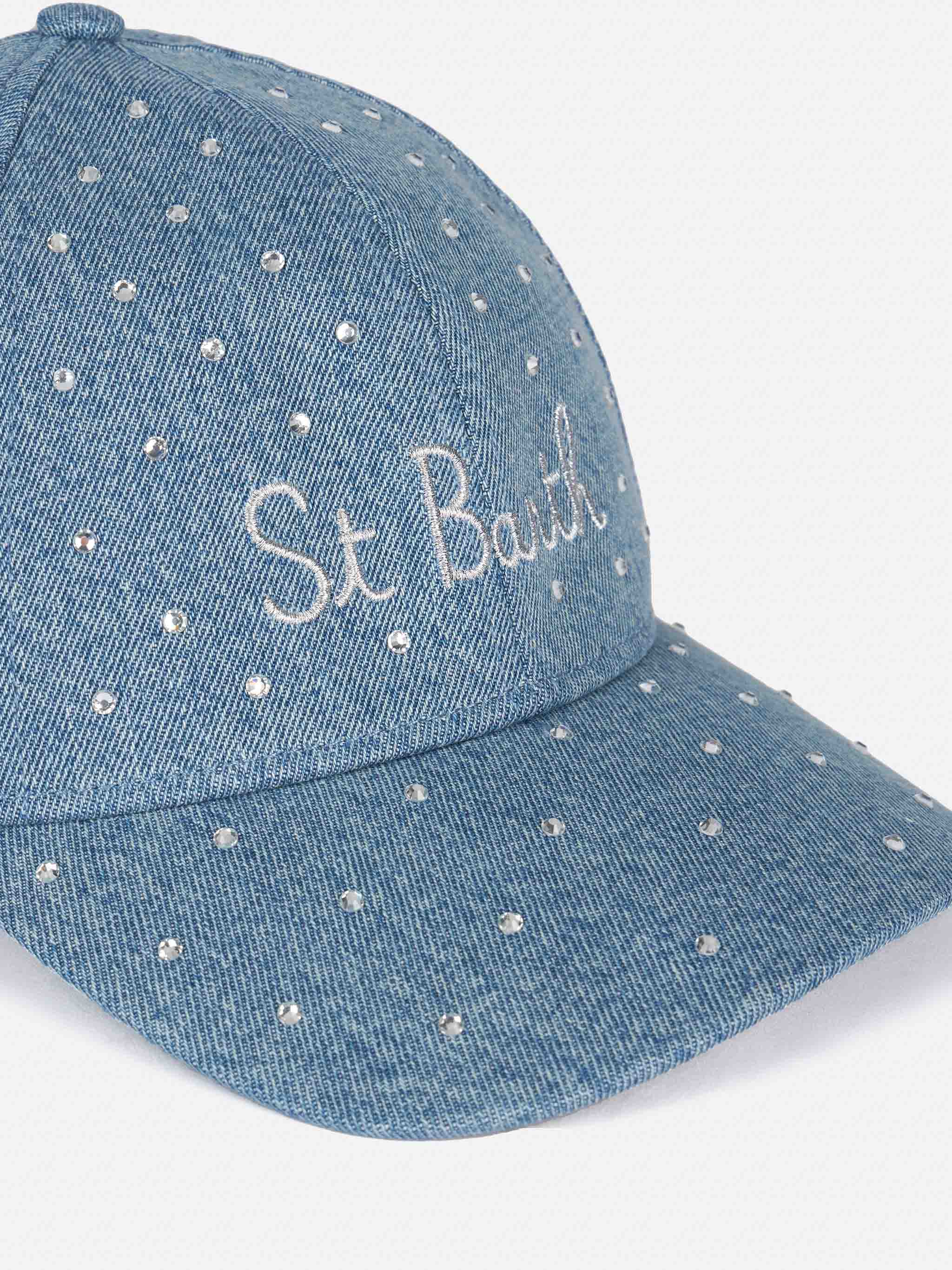 Davis denim pet versierd met strass-steentjes