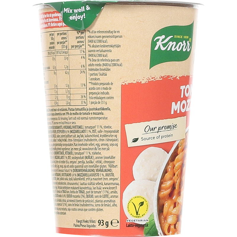 Contenitore grande per snack Knorr Pomodoro e mozzarella 93 g Knorr