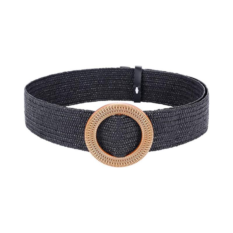 Ceintures pour femmes en paille tressée élastique | Ceinture extensible large tissée style tropical
