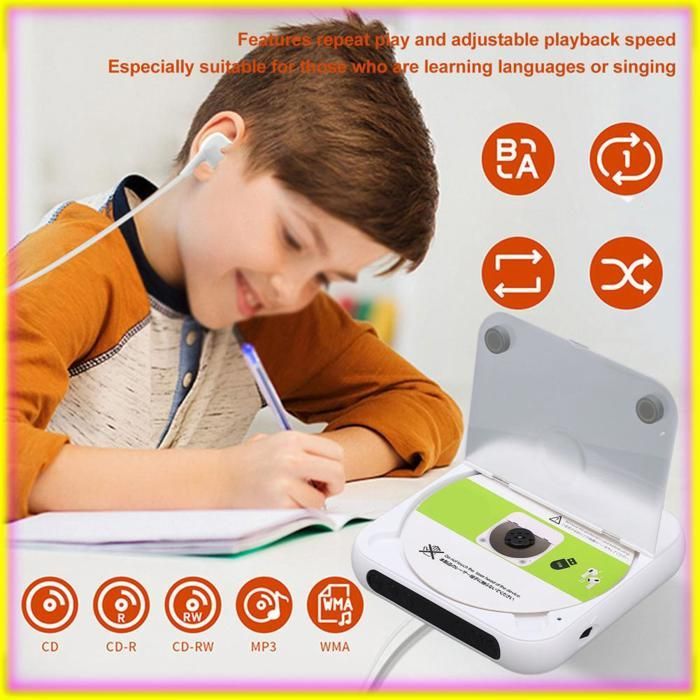 Reproductor de CD portátil Keenso, reproductor de CD portátil recargable con pantalla LCD bidireccional de 5,3