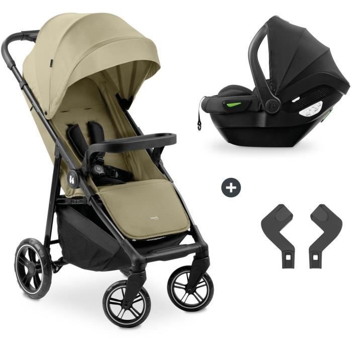 HAUK - 2-in-1 Shop N Care reisset - Kinderwagen + autostoeltje + adapters - 4 wielen - Olijfgroen