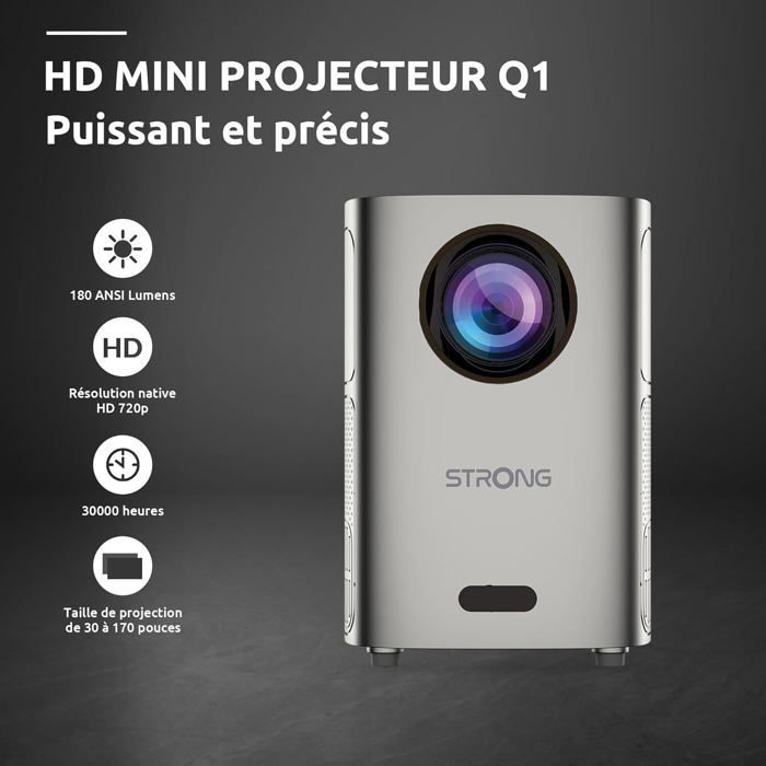 Videoproiettore portatile - ZGEER - Q1 - Risoluzione HD 720p - Compatibile con Full HD 1080p - 180 ANSI lumen