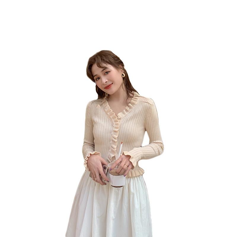 Pull femme printemps-automne 2020, sexy, col V, cardigan en maille, coupe ajustée, court, couleur unie
