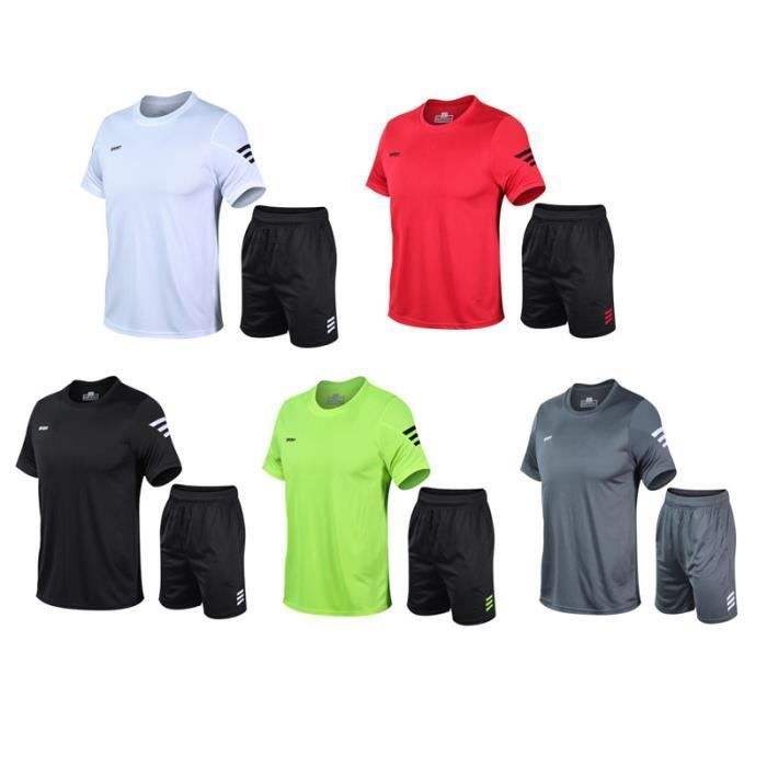 Conjunto deportivo para hombre - Marca - Modelo - Secado rápido - Transpirable - Fútbol de verano Fitness