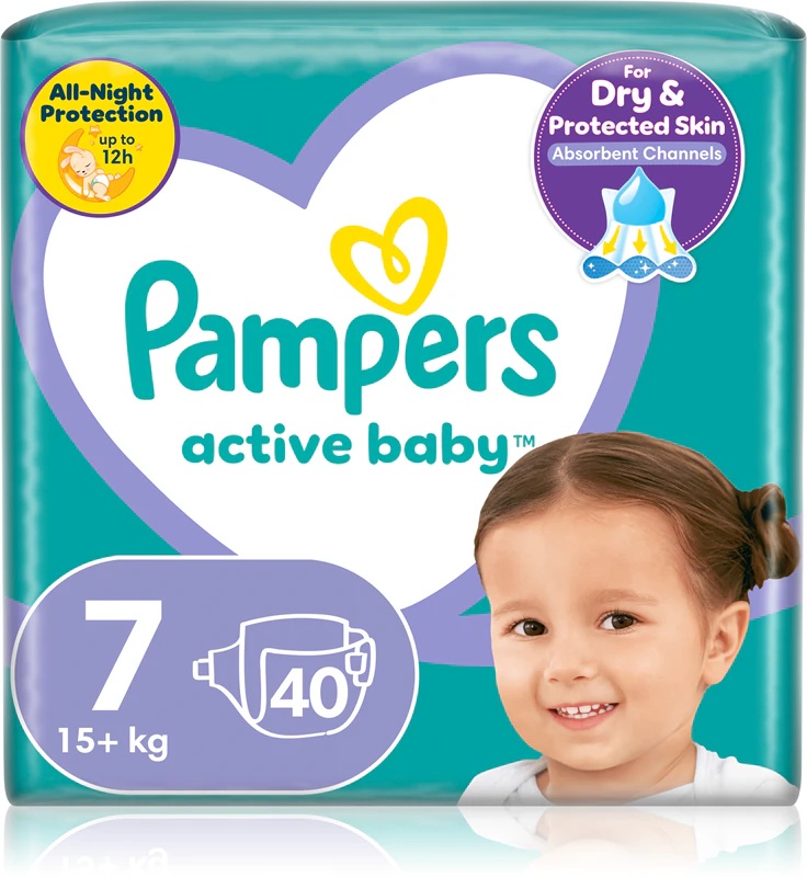 Pampers Active Baby vienreizējās lietošanas autiņbiksītes, 7. izmērs
