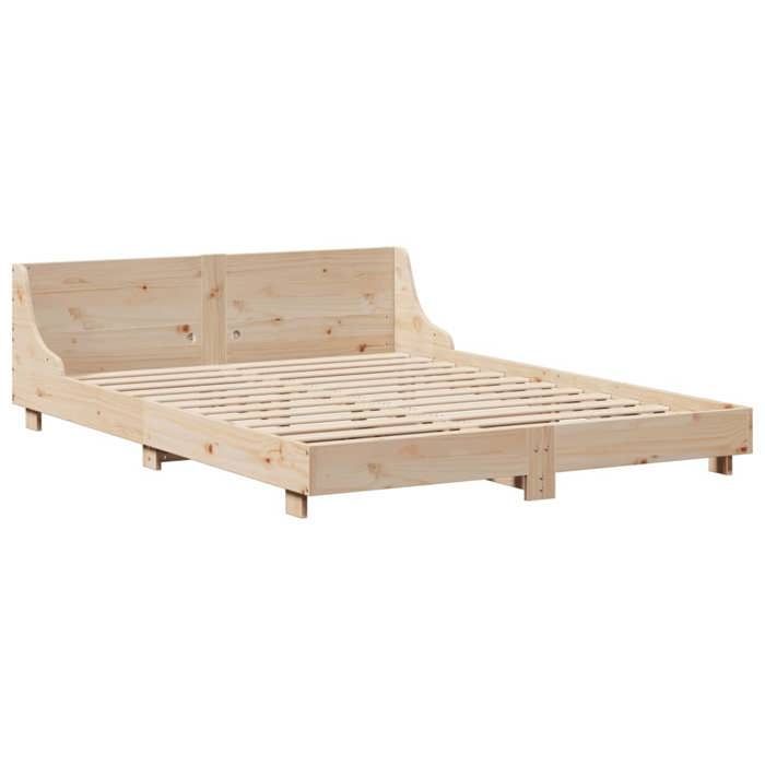 vidaXL Cadre de lit avec tête de lit 140x190 cm bois de pin massif, meuble de chambre, sommier, lit en bois, lit, lit double 850740