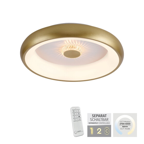 Φωτιστικό οροφής LED KUNEO, Ø 45 cm, ματ ορείχαλκος