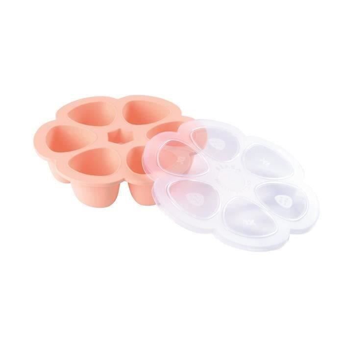 BEABA Premium silicone multi-portion containers, heat resistant, airtight lid, Made in Italy, 6 x 150 ml pink