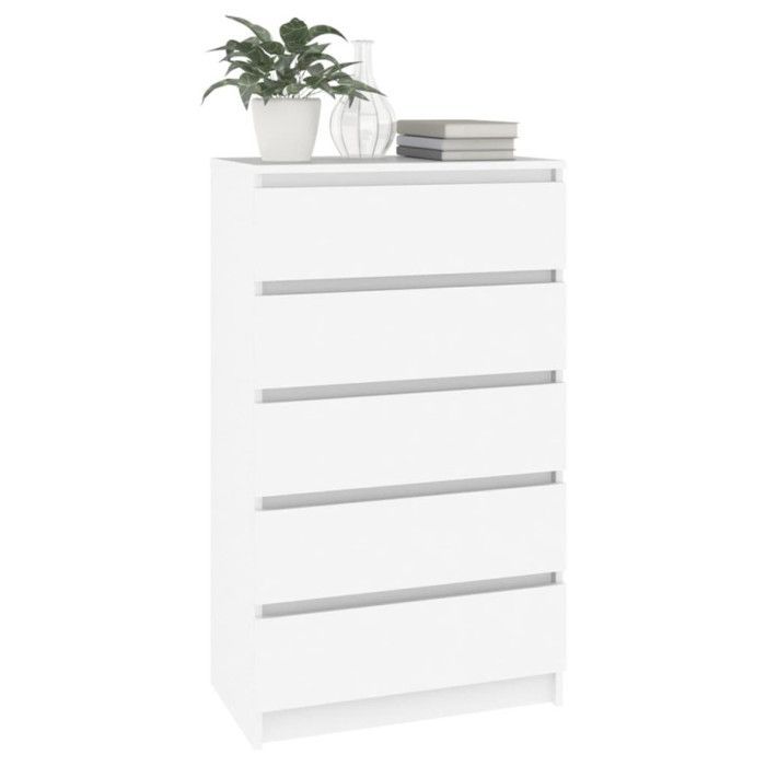 vidaXL Commode, dressoir met 5 lades, opbergkast, meubel voor woonkamer/slaapkamer, modern, wit 823016