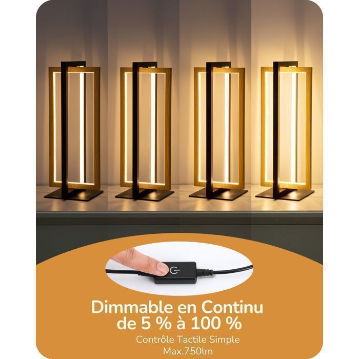 Lámpara de mesa LED metálica EDISHINE con 3 temperaturas de color, lámpara de mesita de noche regulable de forma continua, 750 lúmenes.