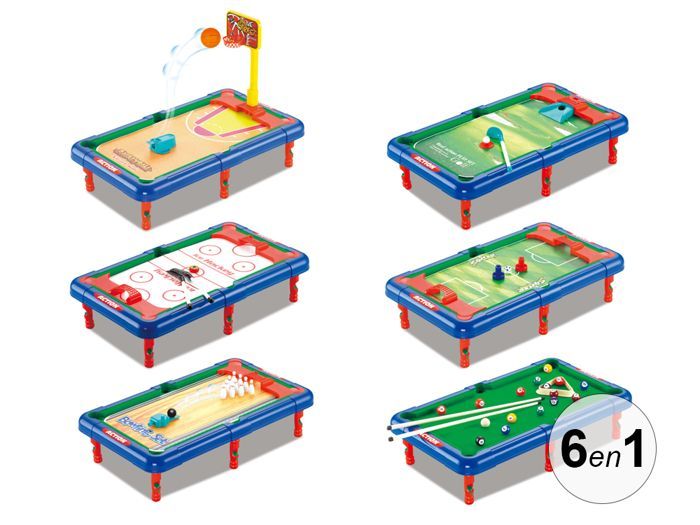 Table multi-jeux 6 en 1 - Modèle Evolutive Multicolore