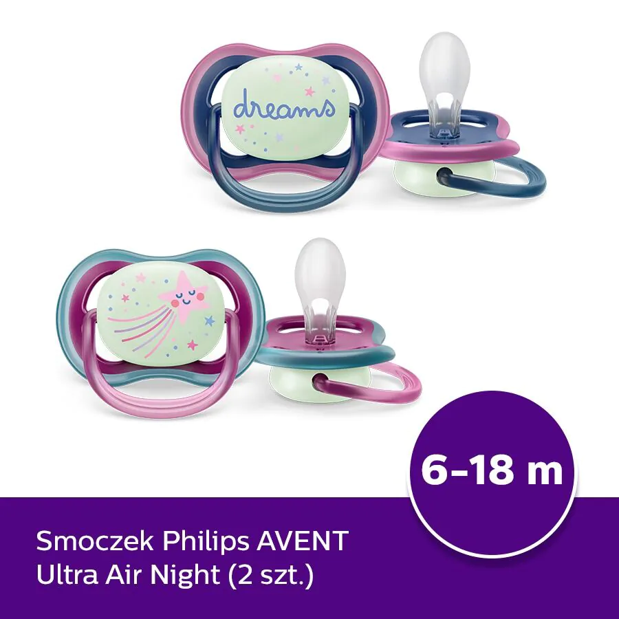 Avent Smoczek Ultra Air 6-18m, nighttime