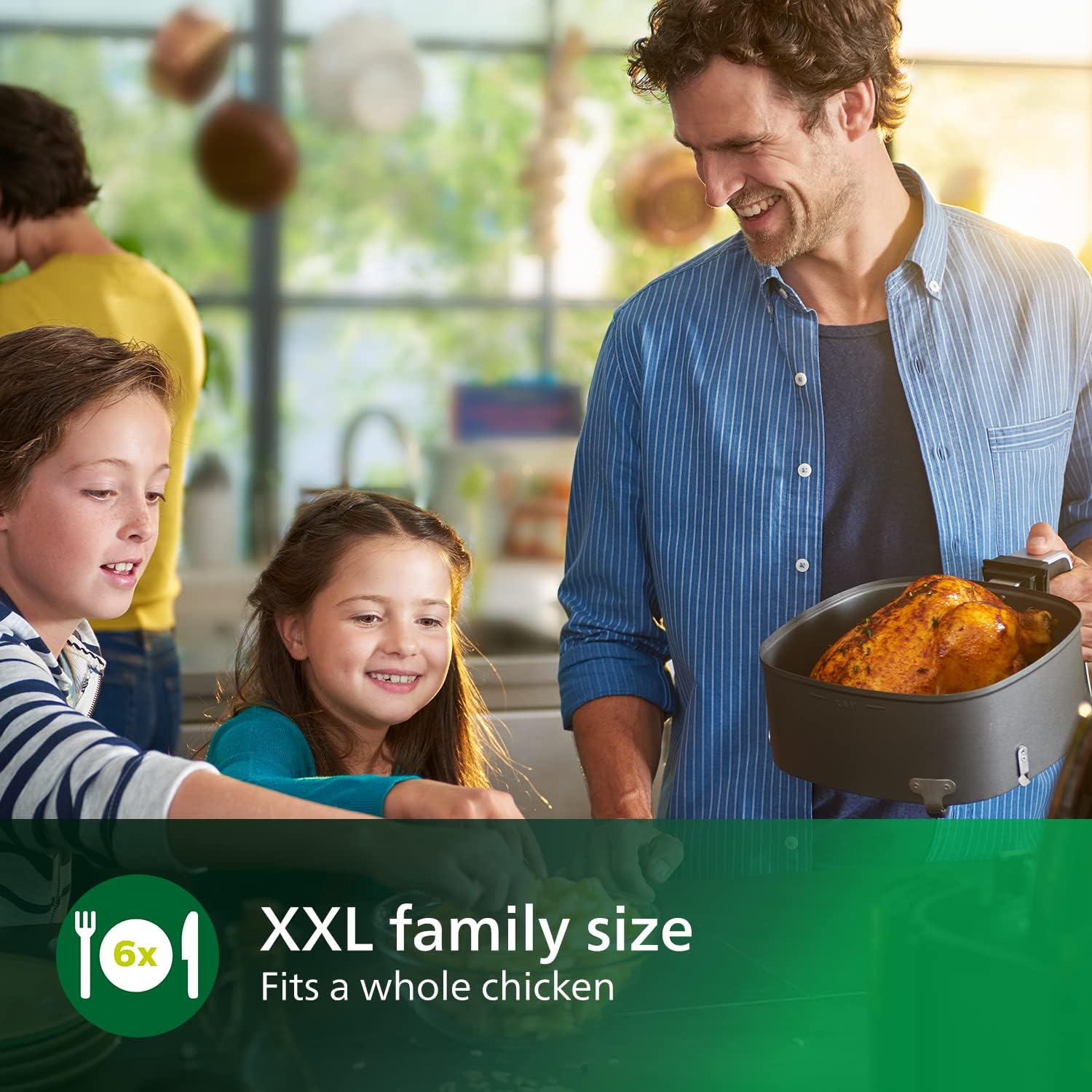 Philips Premium Airfryer XXL s technologií odstraňování tuku, 3 lb/7 qt, černá, HD9650/96