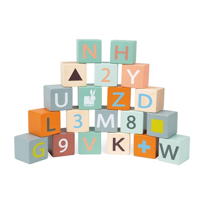 Chariot de marche ABC Sweet Cocoon - JANOD - Bois - 20 cubes chiffres et lettres - Boulier