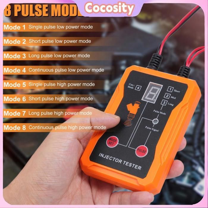 Kit de herramientas de limpieza de inyectores de combustible Cocosity, probador universal de inyectores de combustible y herramientas automotrices, color naranja.