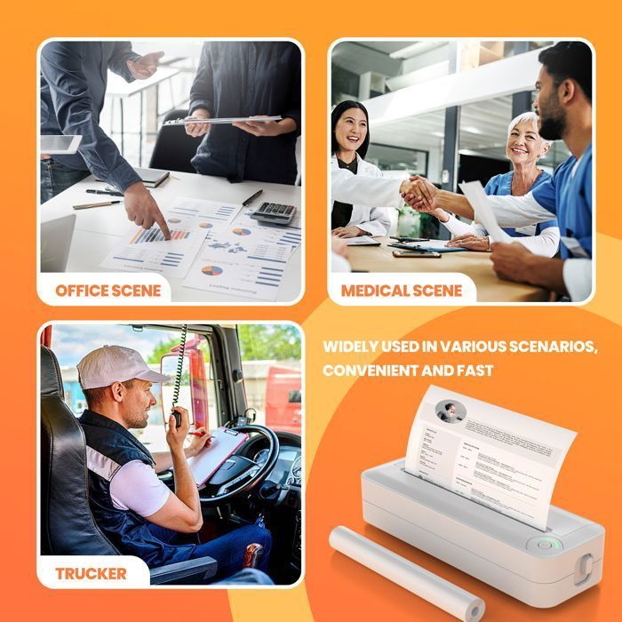 Bluetooth A4 thermal printer, with printing paper, suitable for home, office and outdoor use - pink