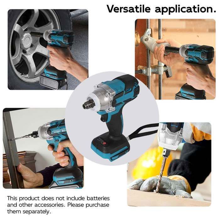 Llave de impacto inalámbrica sin escobillas, 520 Nm, 4200 rpm, adecuada para los sectores de bricolaje y construcción.