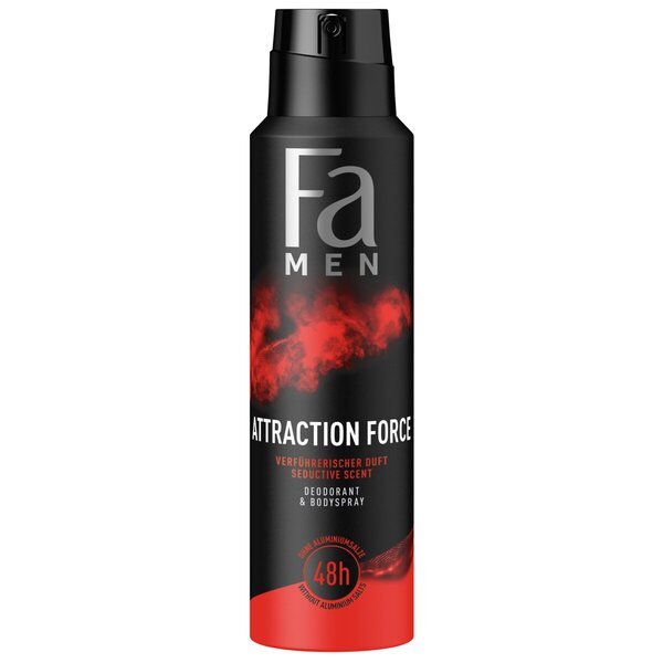 „Fa Men Attraction Force“ dezodorantas ir kūno purškiklis, 150 ml