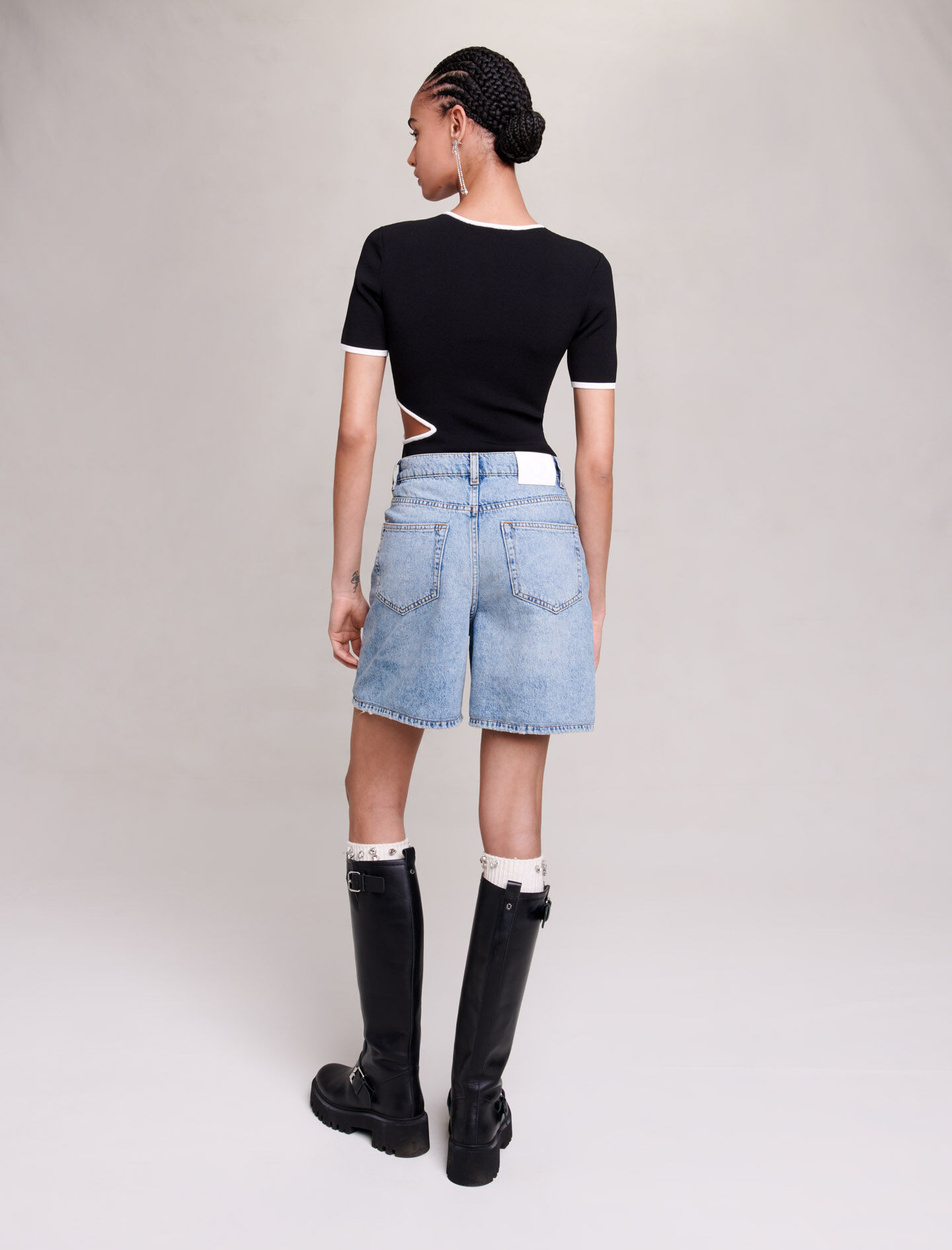 Denim shorts met strasssteentjes - Blauw