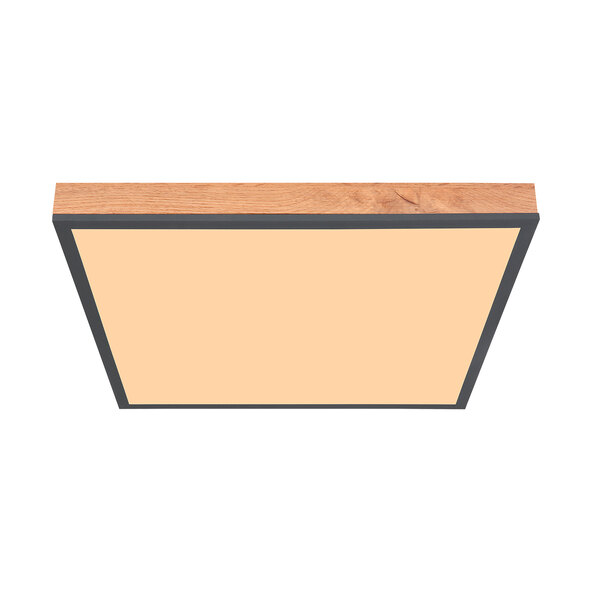 LED ceiling light with wood look, square