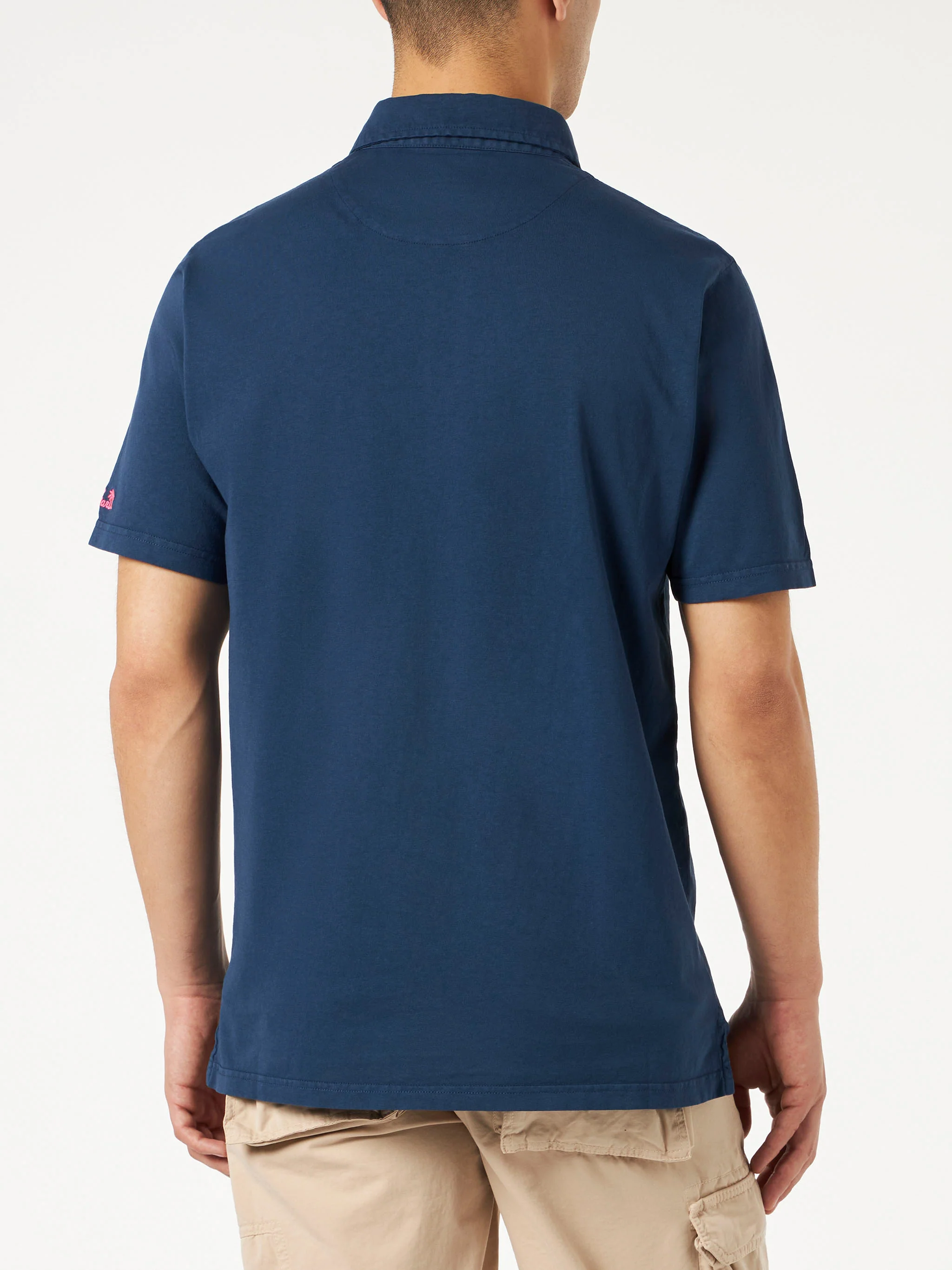 Herenpolo van marineblauw katoenjersey