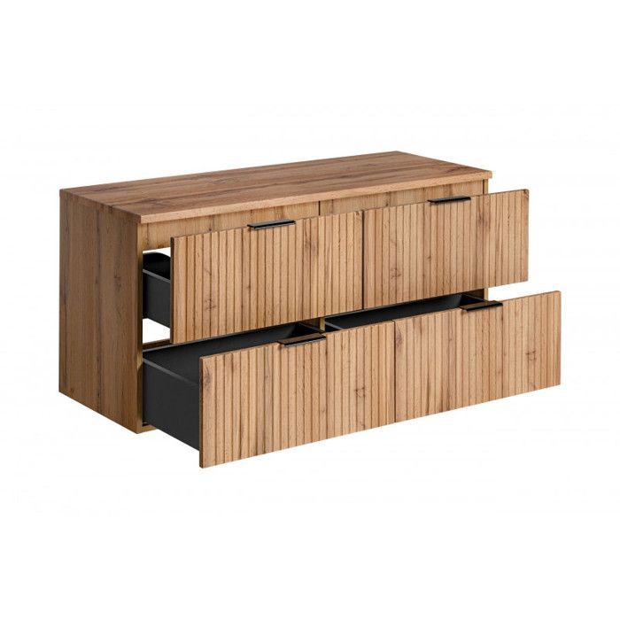 Complete bathroom set with double vanity unit, 120 cm, + 3 cabinets - Georgia Oak