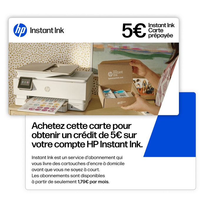 Carte prépayée Instant Ink HP - Abonnement livraison cartouches originales HP